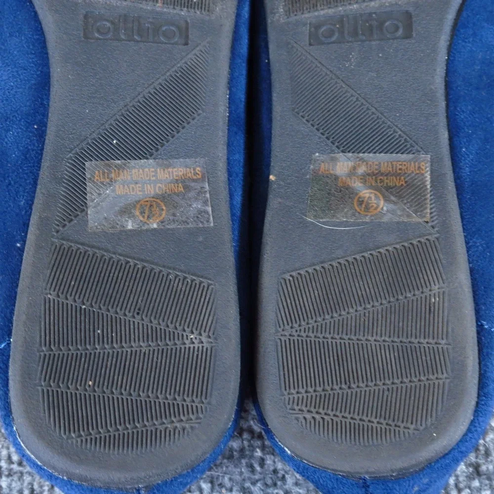 Ollio Women Mary Jane Ballet Flats Size 7.5 Everyday Comfort Blue Faux Suede